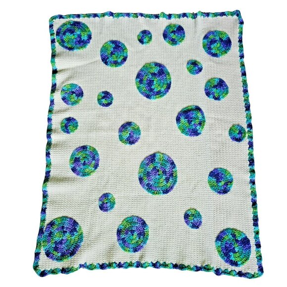 Handmade Granny Square Circles Crochet Afghan Baby Lap Blanket Throw 32x42" - Picture 1 of 7